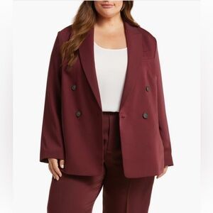 Vince Double Breasted Crepe Blazer Plus Size 22 In Plum Wine Women Peaked Lapels